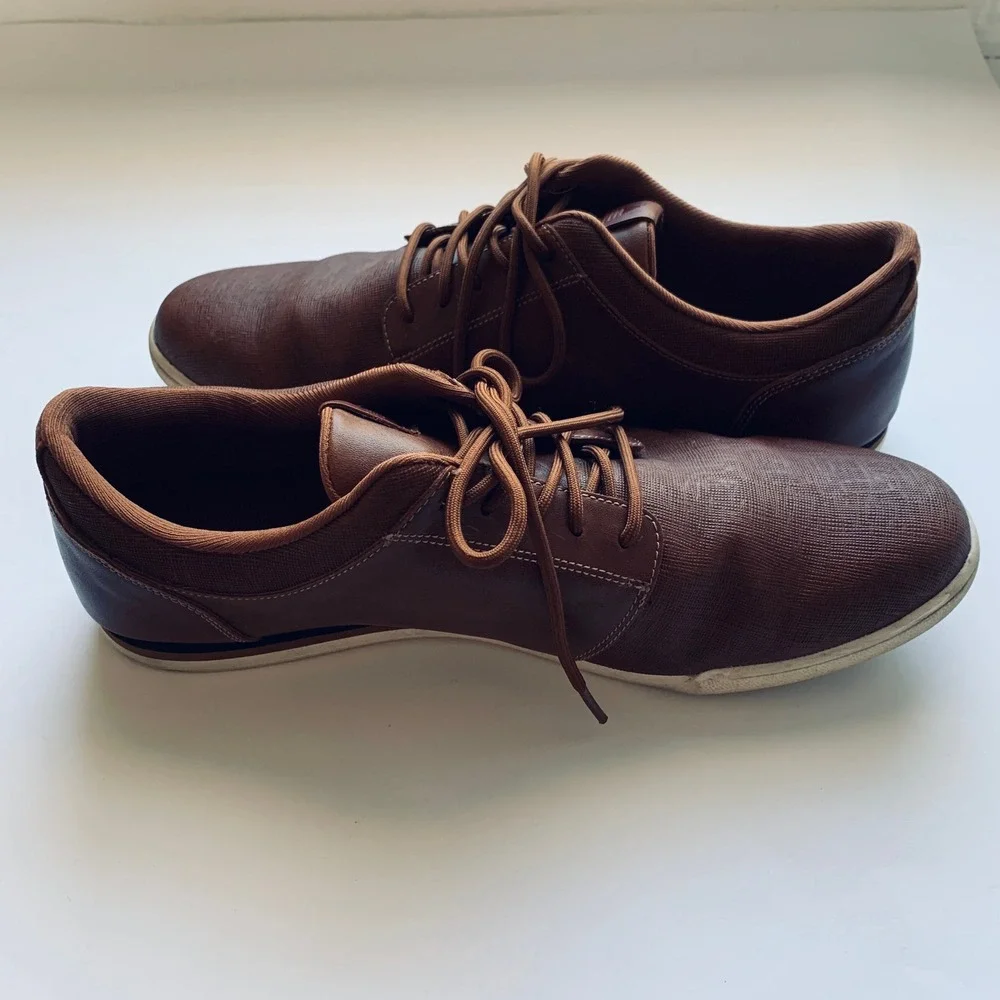 ALDO Mens Brown Leather Lace Up Casual‎ Dress Shoes Size 10